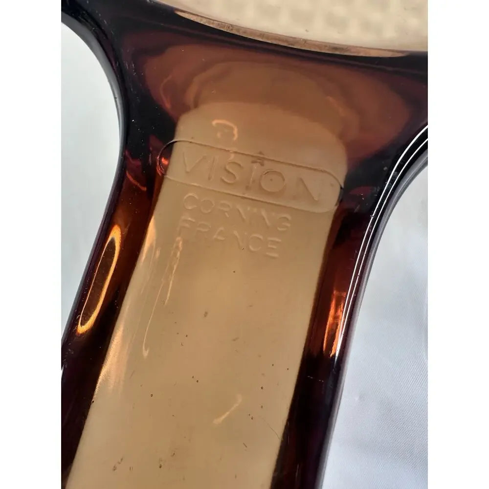 Vision Corning Ware Amber Glass Fry Skillet Pan 10 Inch Waffle Bottom No Lid